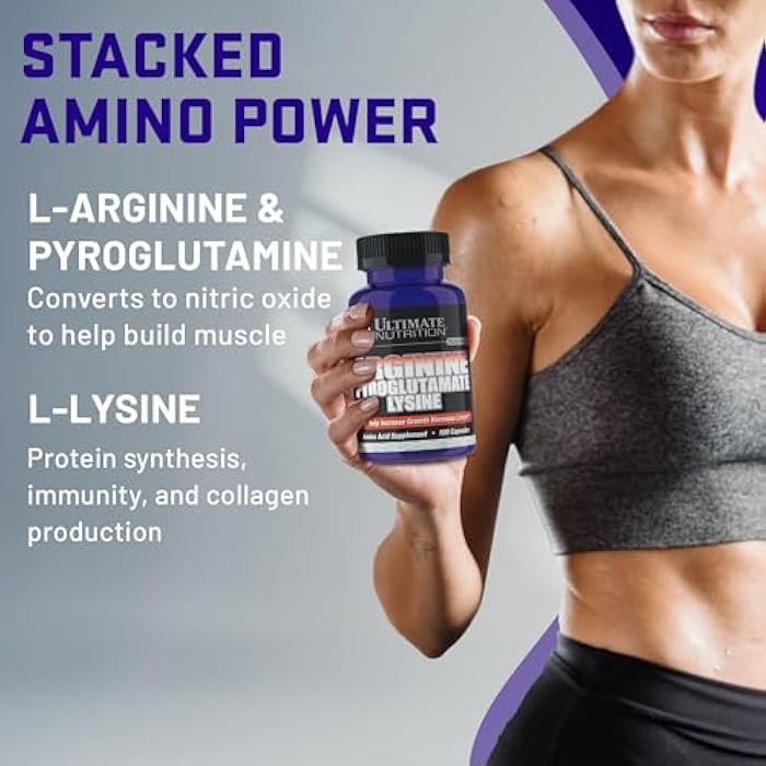ULTIMATE NUTRITION مكملات إل-أرجينين من أولتيميت نيوترشن للرجال والنساء - مركب أحماض أمينية متراصة مع أرجينين، بايروجلوتامات وليسين - دعم إنتاج هرمون النمو وأكسيد النيتريك وتدفق الدم الأمثل - 100 كبسولة - Image 3