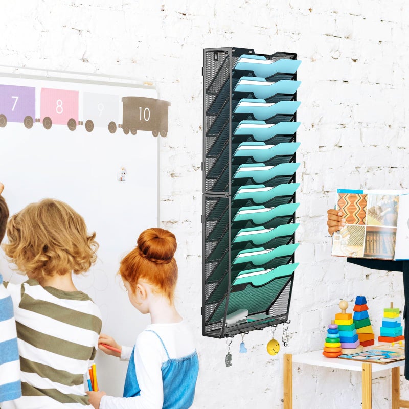 Gawerk 13-Tier Wall File Organizer Hanging Wall File Holder Wall Mount Paper Folder Organize - Image 4