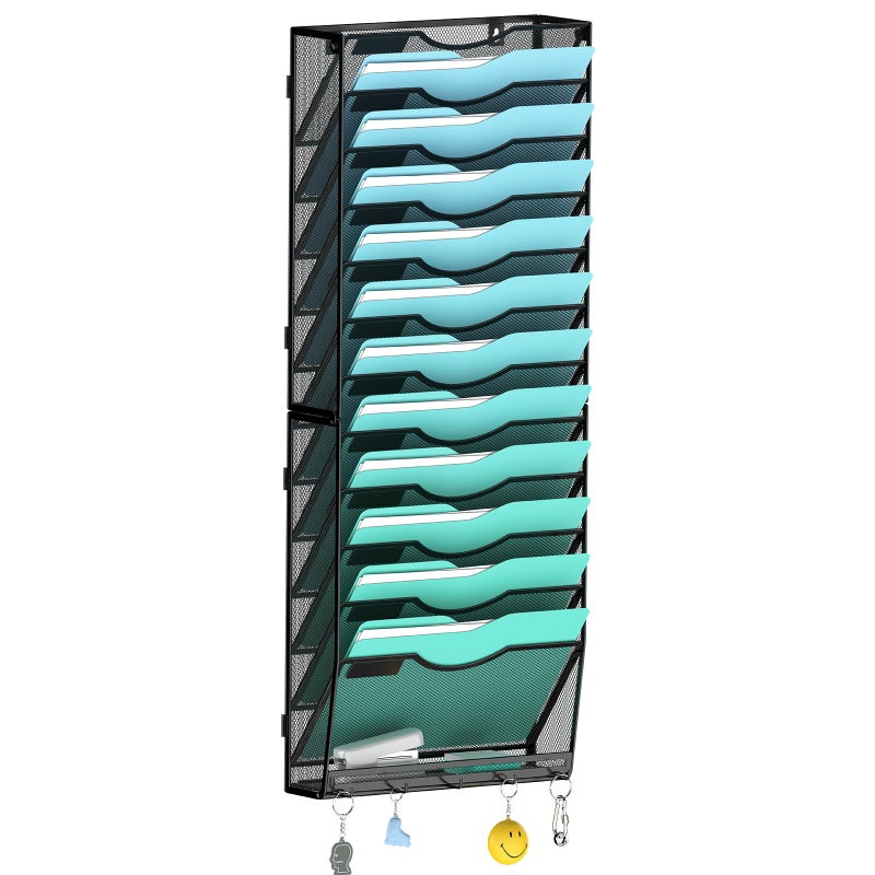 Gawerk 13-Tier Wall File Organizer Hanging Wall File Holder Wall Mount Paper Folder Organize - Image 1