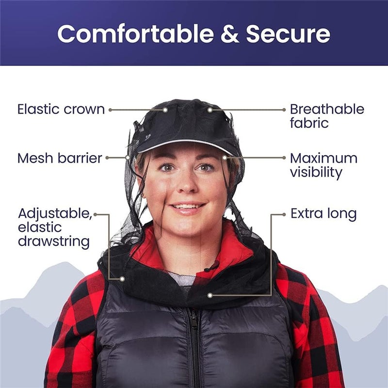 ELECDON Premium Mosquito Head Net Mesh, Ultra Large, Extra Fine Holes, Insect Netting, Bug Face Shield, Soft Durable Fly Screen, for Camping Hiking Fishing Outdoor Activity(4 Pcs) - Image 3