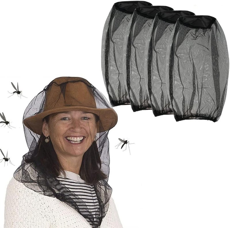 ELECDON Premium Mosquito Head Net Mesh, Ultra Large, Extra Fine Holes, Insect Netting, Bug Face Shield, Soft Durable Fly Screen, for Camping Hiking Fishing Outdoor Activity(4 Pcs) - Image 1