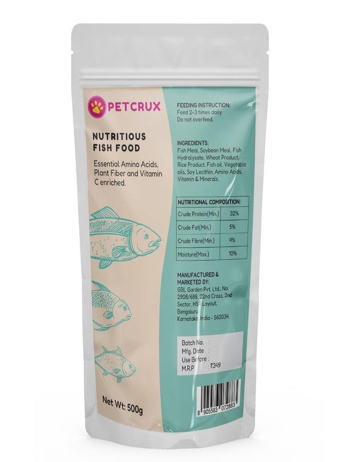 Petcrux Mini Pellet Fish Food for Complete Nutrition, 500g - Image 1