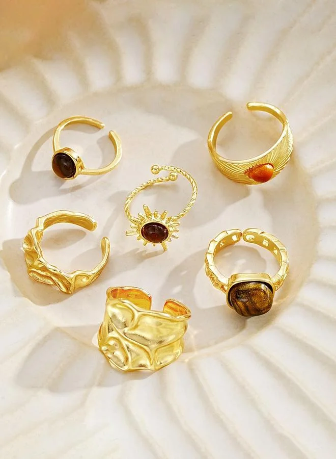 Take Two  Set of 5 - Hammered Rings for Women | Best Price UAE