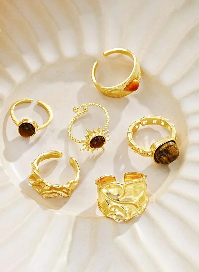 Take Two  Set of 5 - Hammered Rings for Women | Best Price UAE