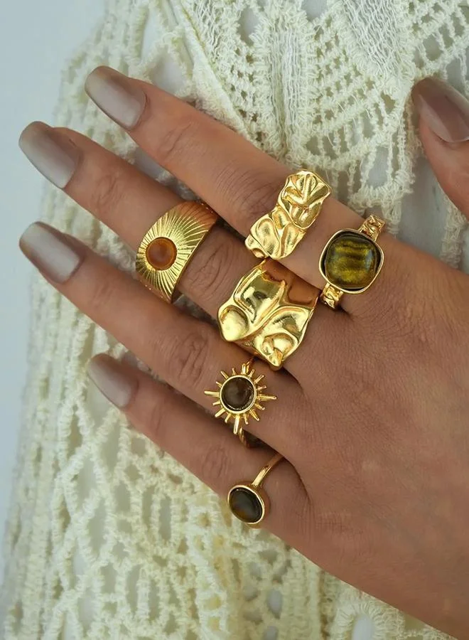 Take Two  Set of 5 - Hammered Rings for Women | Best Price UAE