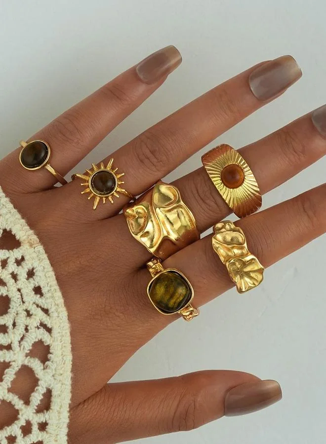 Set of 5 - Hammered Rings
