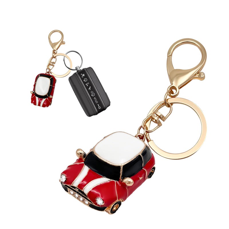 Sylvil Car Model Rhinestone Keychain, Creative Car Shape Keyring, 3D Metal Key Chain Gift for Men Women, Car Accessories (Red) - Image 1
