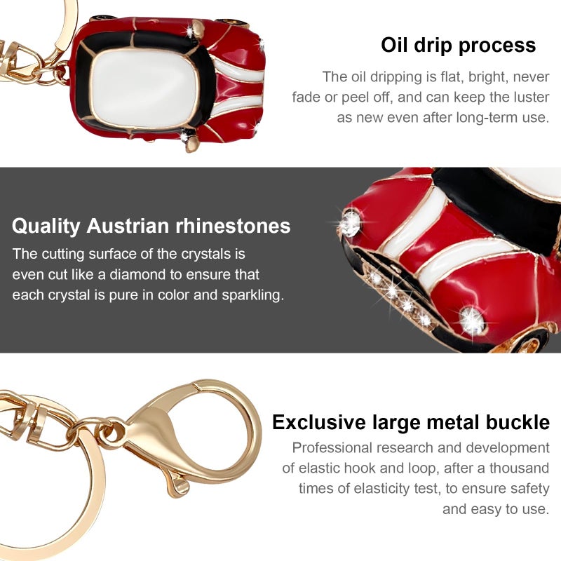 Sylvil Car Model Rhinestone Keychain, Creative Car Shape Keyring, 3D Metal Key Chain Gift for Men Women, Car Accessories (Red) - Image 3