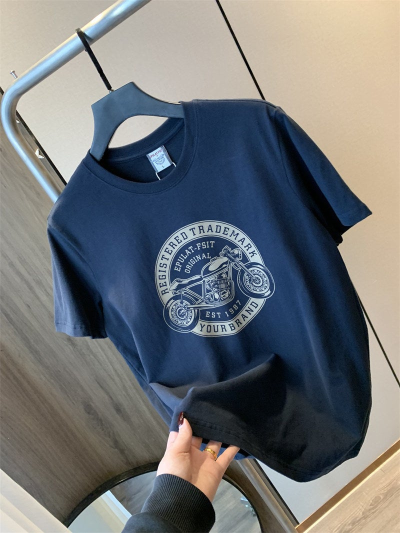 Hong Kong Cargo Company List! Washed And Sanding Cotton Summer Men'S All-Match Printed Short-Sleeved T-Shirt Base Shirt Trendy Brand Z - Image 5