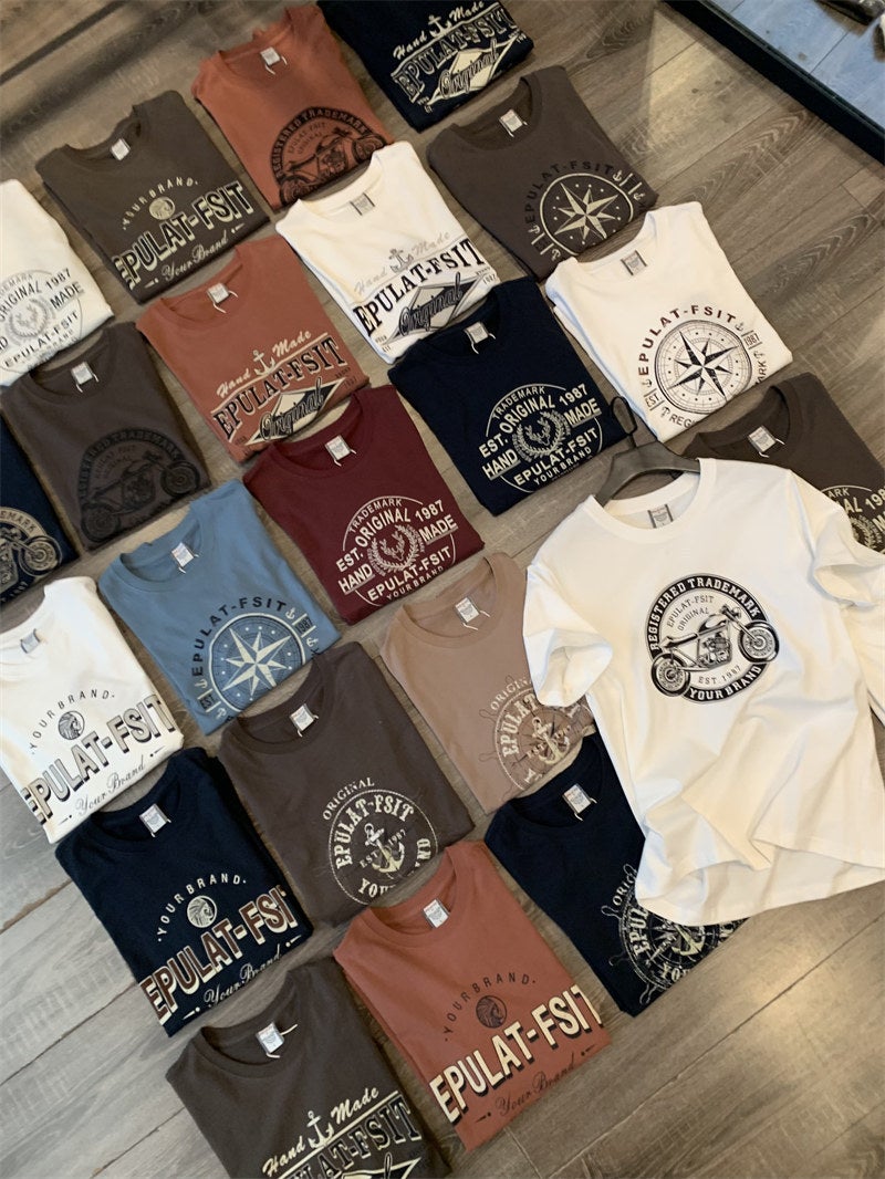 Hong Kong Cargo Company List! Washed And Sanding Cotton Summer Men'S All-Match Printed Short-Sleeved T-Shirt Base Shirt Trendy Brand Z - Image 4