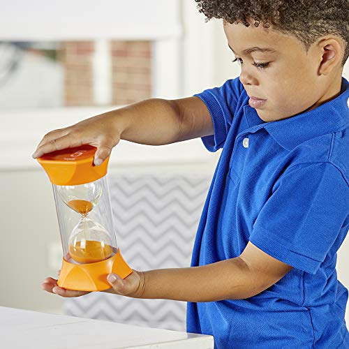 hand2mind Orange Jumbo Sand Timers, 5 Minute Sand Timer, Hourglass Sand Timer with Soft Rubber End Caps Offers Quiet Pausing, Classroom Sand Timers for Kids, Teeth Brushing and Game Timer (Set of 1) - Image 4