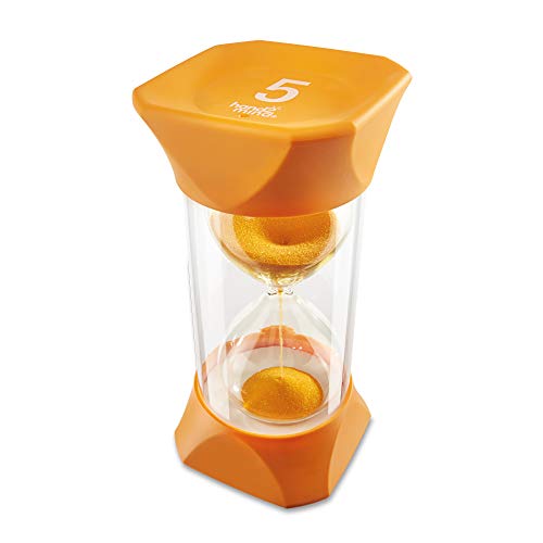 hand2mind Orange Jumbo Sand Timers, 5 Minute Sand Timer, Hourglass Sand Timer with Soft Rubber End Caps Offers Quiet Pausing, Classroom Sand Timers for Kids, Teeth Brushing and Game Timer (Set of 1) - Image 5