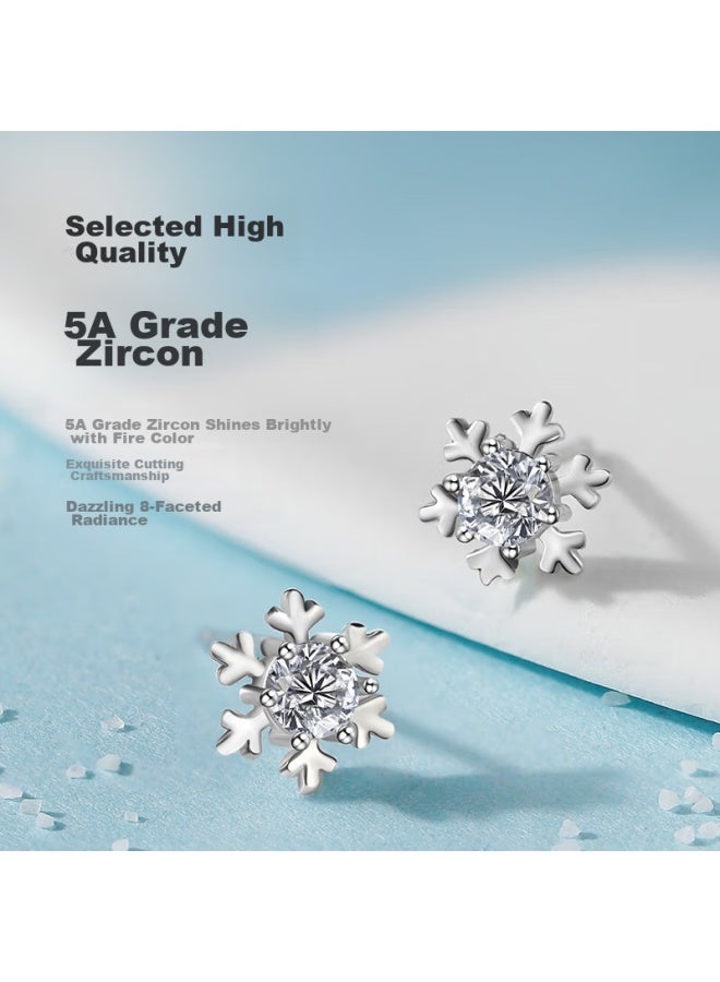 Manhe S925 Silver Stud Earrings For Women, Snowflake Earrings, elry, Valentine's Day Gift, Birthday Present For Girlfriend Or Wife - Image 3