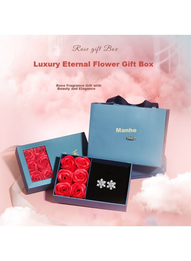 Manhe S925 Silver Stud Earrings For Women, Snowflake Earrings, elry, Valentine's Day Gift, Birthday Present For Girlfriend Or Wife - Image 4
