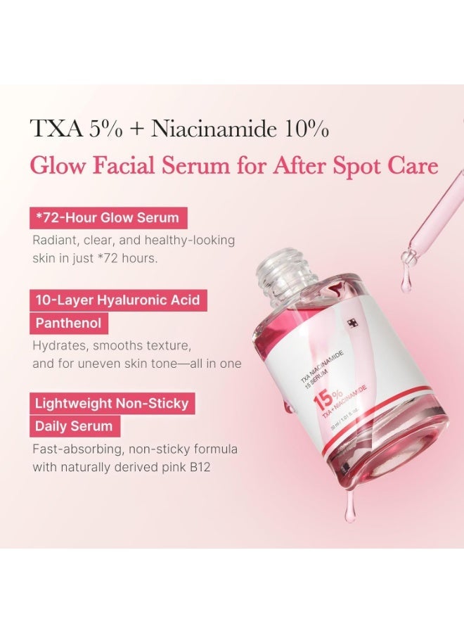 TXA+Niacinamide 15% Glow Facial Serum,Uneven Skin Tone Texture and Hydration Care,High-Potency Tranexamic Acid 5%,All-in-One Daily Korean Skincare,,1.01 fl.oz - Image 2