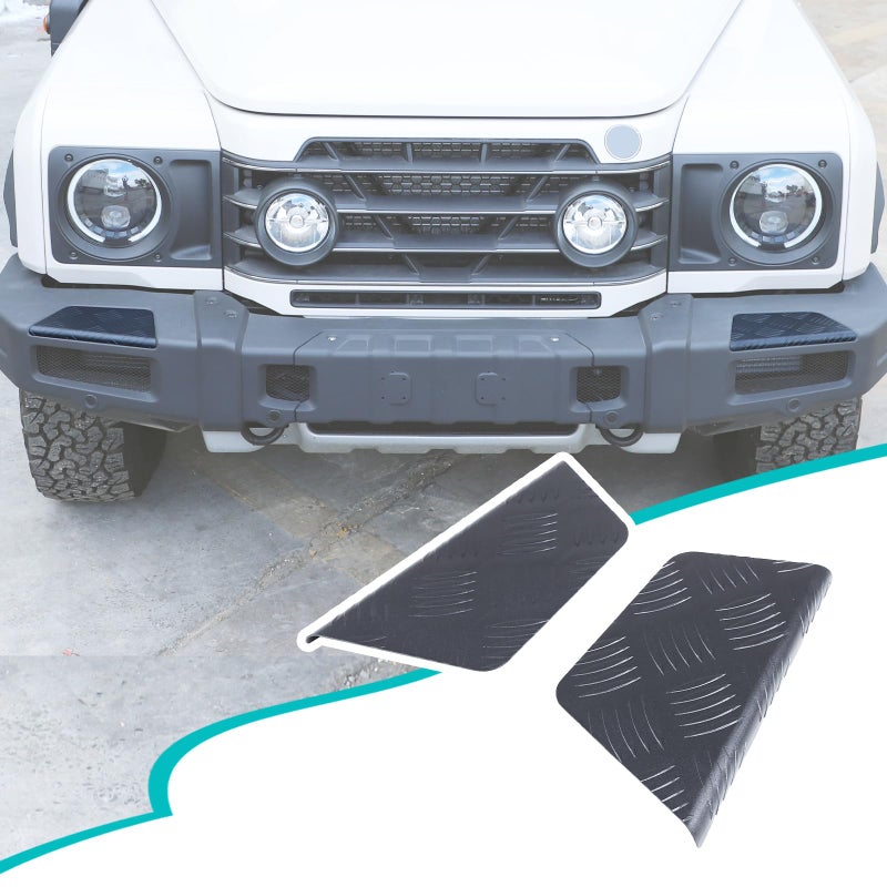 Hudiriy Car Alloy Black Front Bumper Protection Pedal Corner Cover Compatible with Ineos Grenadier 20202024 Front Bumper Guards Pads End Caps Cover Decoration External Accessories