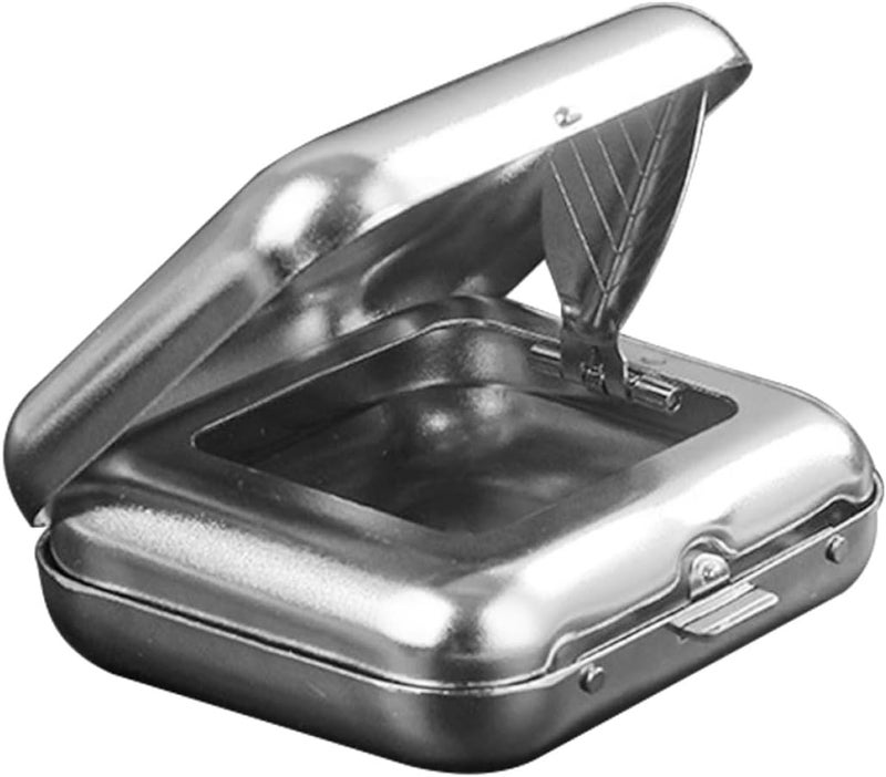 TIDTALEO Mini Portable Smokeless Metal Ashtray with Lid, Small Outdoor Cigar and Automotive Ash Tray for Patio, Pocket-sized Travel Ashtray - Image 1