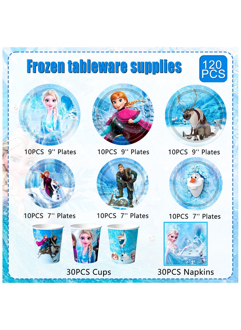 FRUITFUL PARTY - Frozen Birthday Party Disposable Tableware for 30 Guests, Elsa Birthday Party Decorations Set - Image 1