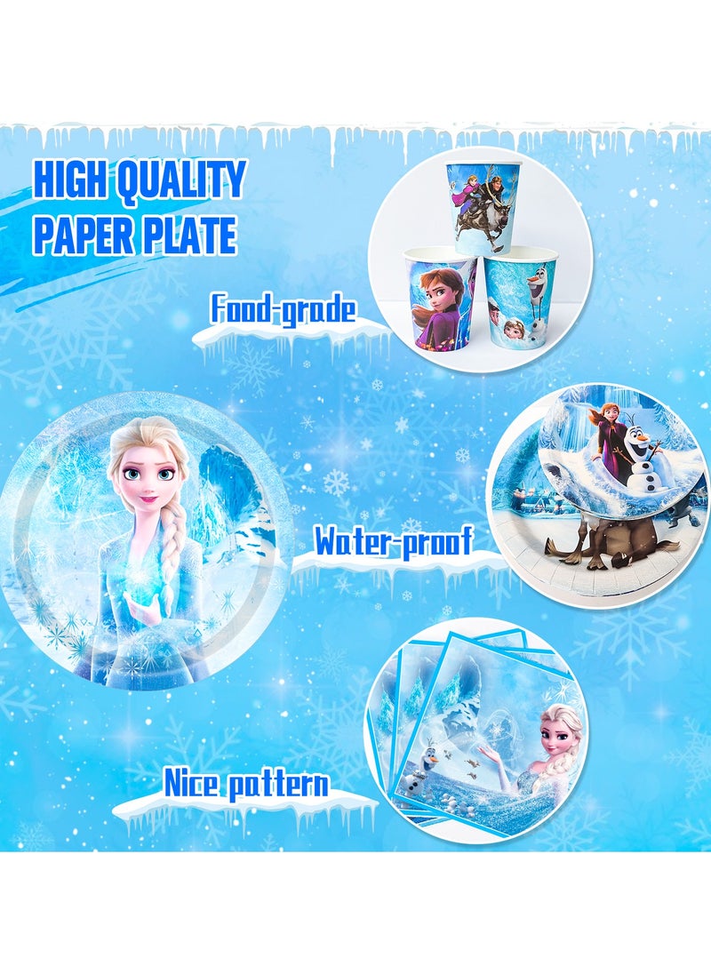 FRUITFUL PARTY - Frozen Birthday Party Disposable Tableware for 30 Guests, Elsa Birthday Party Decorations Set - Image 1