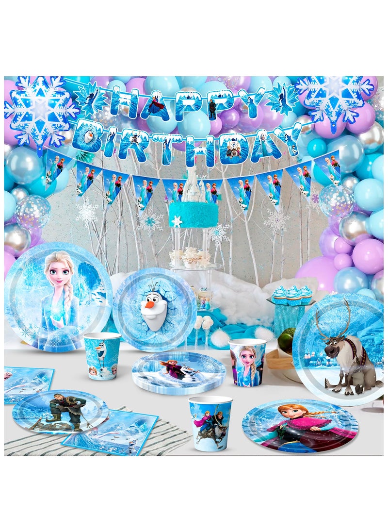 FRUITFUL PARTY - Frozen Birthday Party Disposable Tableware for 30 Guests, Elsa Birthday Party Decorations Set - Image 1
