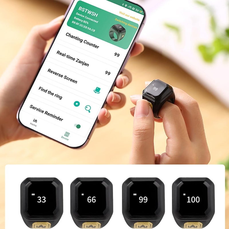LINJIE Global flexible assemble picks tasbih ring Smart Ring, Muslim Prayer, Prayer timing reminder, OLED display, Tasbih Counter, Smart Ring, Wearable Technology, Waterproof (22mm) Changing environment compatible - Image 3