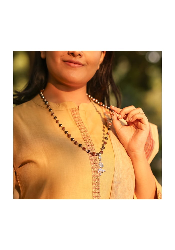 Rudraksha Necklace with Silver Pendant for Women