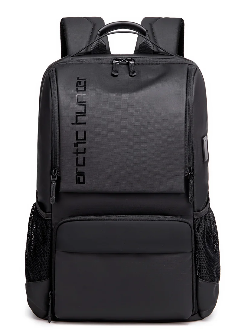 أركتيك هانتر Premium Backpack Water Resistant Built-in USB Headphone Jack Laptop Daypack for Men and Women B00532 Black