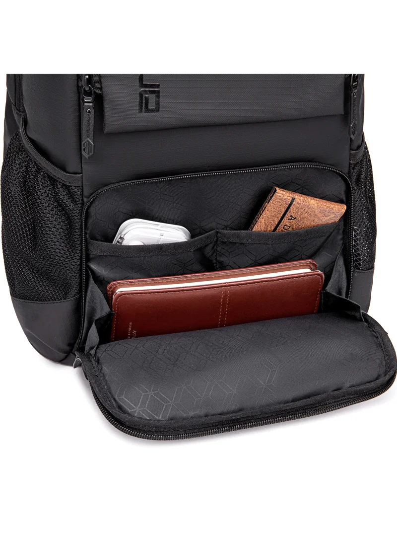 أركتيك هانتر Premium Backpack Water Resistant Built-in USB Headphone Jack Laptop Daypack for Men and Women B00532 Black