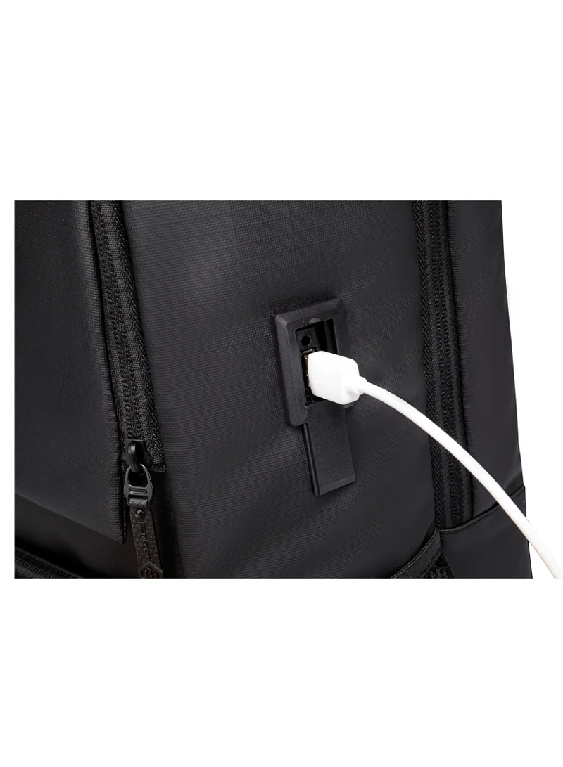 أركتيك هانتر Premium Backpack Water Resistant Built-in USB Headphone Jack Laptop Daypack for Men and Women B00532 Black