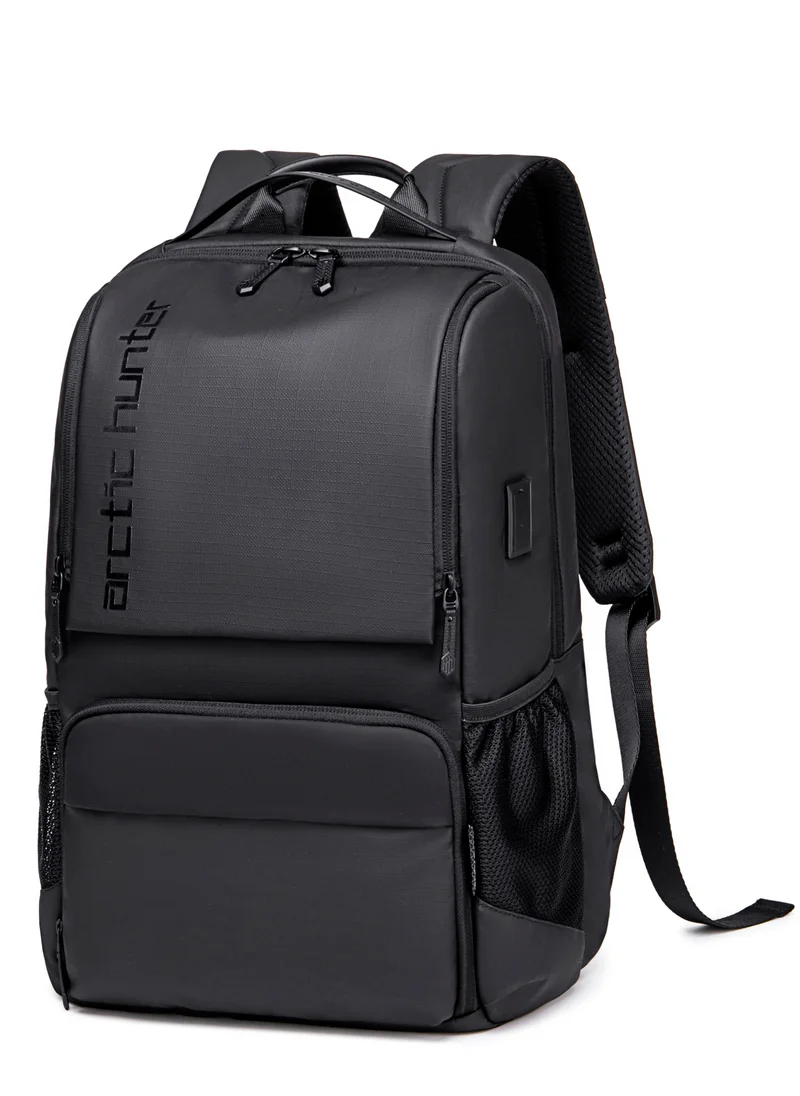 أركتيك هانتر Premium Backpack Water Resistant Built-in USB Headphone Jack Laptop Daypack for Men and Women B00532 Black