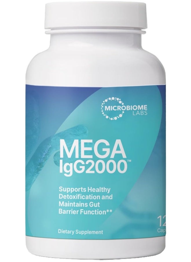 Microbiome Labs Mega Igg2000 - Dairy-Free Bovine Serum Capsules - High Concentration Immunoglobulin Supplements To Support Digestive Health, Gut Health & Detox - Casein & Lactose-Free (120 Count)  - Image 1