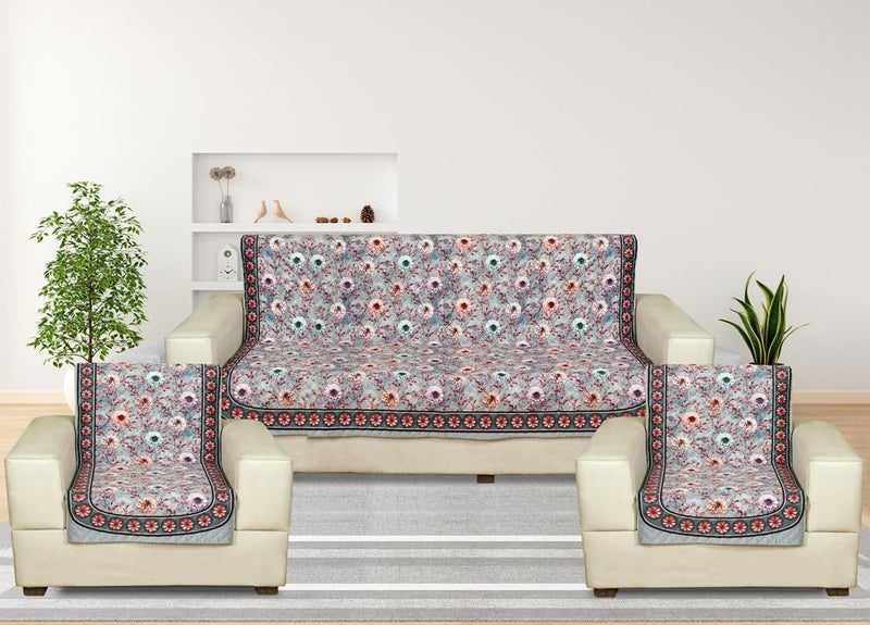 Nendle Premium Touch Soft Velvet 3 Layer Quilted Sofa Cover 5 Seater with Combined seat and Back| Anti-Slip Protector Covers for Living Room, Drawing Room (Multicolor, Pack of 3+1+1) - Image 1