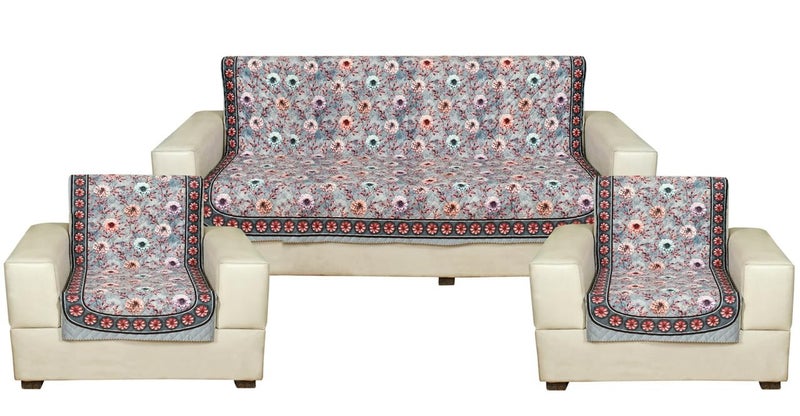 Nendle Premium Touch Soft Velvet 3 Layer Quilted Sofa Cover 5 Seater with Combined seat and Back| Anti-Slip Protector Covers for Living Room, Drawing Room (Multicolor, Pack of 3+1+1) - Image 2