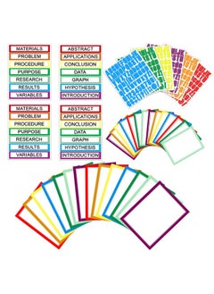 Hautoco 38 Sheets Science Fair Display Boards Supplies 28 Self Adhesive Presentation Science Subtitles 4 Science Fair Project Titles 6 Personalized Letter Stickers For Classroom Office, Colorful  - Image 1