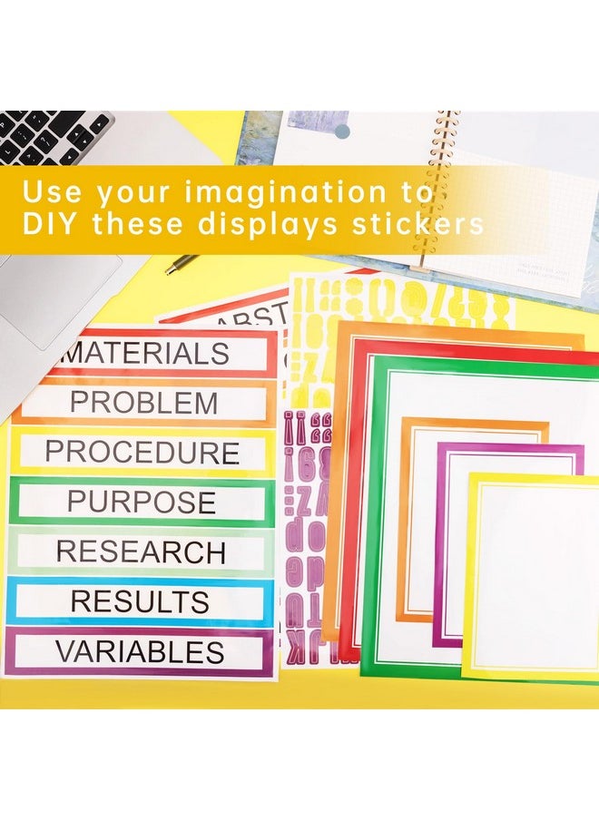 Hautoco 38 Sheets Science Fair Display Boards Supplies 28 Self Adhesive Presentation Science Subtitles 4 Science Fair Project Titles 6 Personalized Letter Stickers For Classroom Office, Colorful  - Image 4