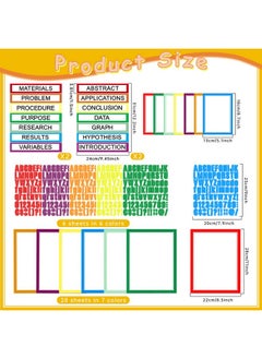 Hautoco 38 Sheets Science Fair Display Boards Supplies 28 Self Adhesive Presentation Science Subtitles 4 Science Fair Project Titles 6 Personalized Letter Stickers For Classroom Office, Colorful  - Image 2