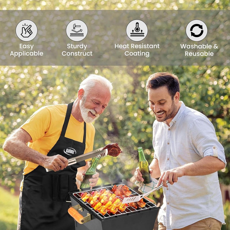 ORILEY شواية فحم محمولة | 4 مجموعة | 4 أعواد | 1 قفاز | 1 ملقط | أدوات شواء قابلة للطي للمنزل والتخييم والنزهات والسفر والطهي (عبوة من 1، أسود) - Image 5