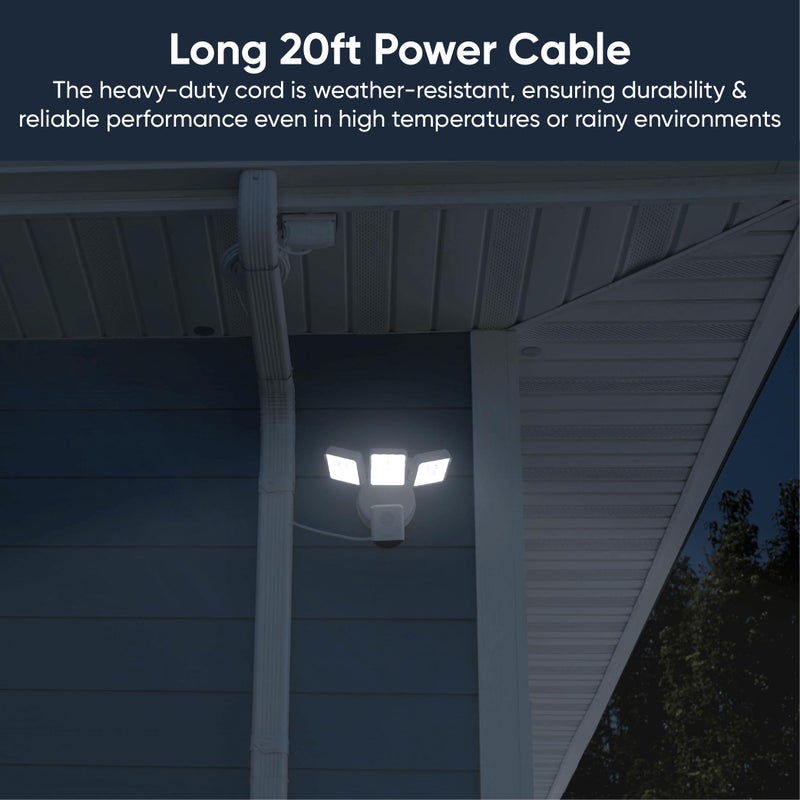 Wyze Floodlight Cam Plug-in Mount for Wyze Floodlight Cameras v1/v2/Pro, Electrical Box with 20ft Weather-Resistant Outdoor Power Cable, Easy Installation (White) - Image 5