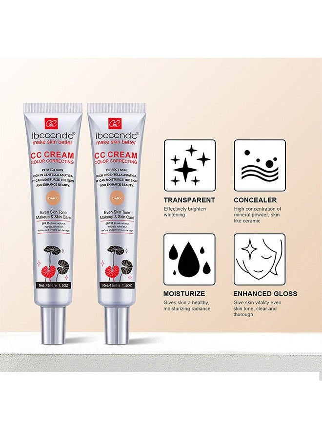 ibcccndc New CC Cream, Color Correcting Moisturizing Makeup Basin Foundation For Mature Skin, All-In-One Face Sunscreen And Foundation With Pre-makeup Primer And Skin Concealer (DARK) - Image 5