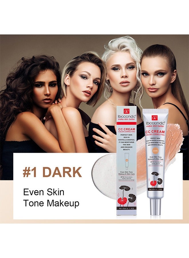 ibcccndc New CC Cream, Color Correcting Moisturizing Makeup Basin Foundation For Mature Skin, All-In-One Face Sunscreen And Foundation With Pre-makeup Primer And Skin Concealer (DARK) - Image 2