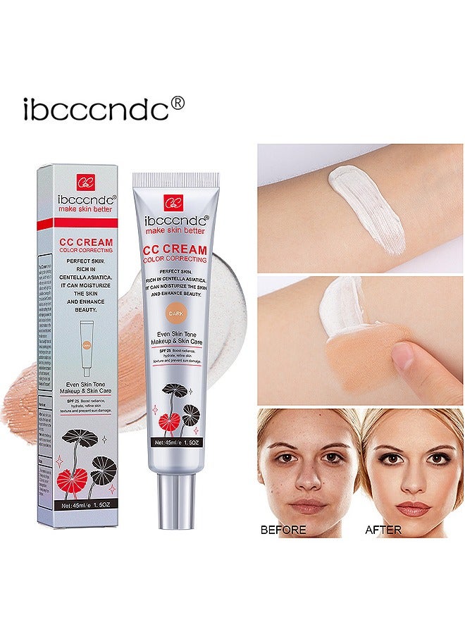 ibcccndc New CC Cream, Color Correcting Moisturizing Makeup Basin Foundation For Mature Skin, All-In-One Face Sunscreen And Foundation With Pre-makeup Primer And Skin Concealer (DARK) - Image 1
