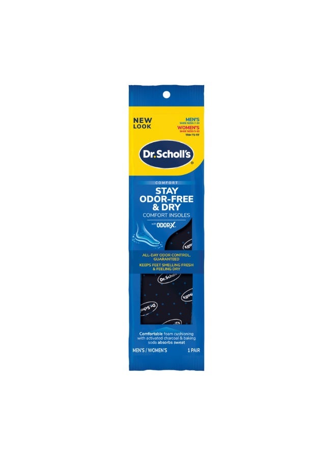 نعل داخلي مريح من Dr. Scholl's للحماية من الروائح والحفاظ على الجفاف (مع تقنية Odor-X) – نعل كامل الطول للجنسين قابل للقص حسب المقاس، زوج واحد