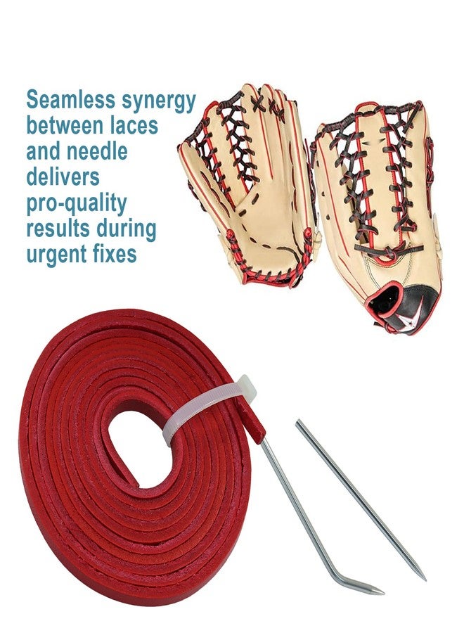 OSVJE Mitt Lace Repair Kit Includes 2 Leather Laces 4 Spring Buckles and Lacing Needle for Catcher's Glove,Red Leather Laces for Quick Baseball Glove Repair,Easy-to-Use for Precise Glove Maintenance - Image 4