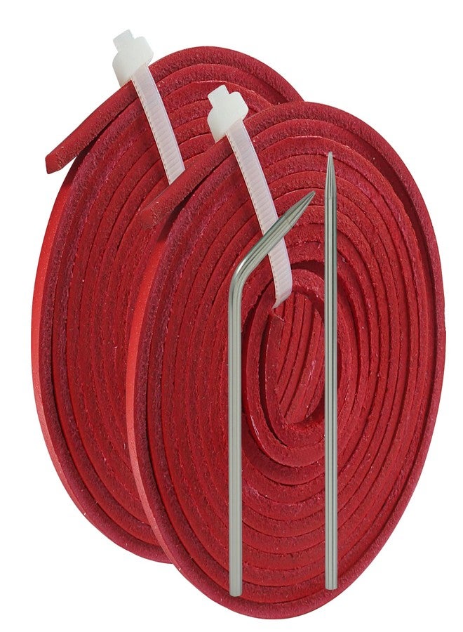 OSVJE Mitt Lace Repair Kit Includes 2 Leather Laces 4 Spring Buckles and Lacing Needle for Catcher's Glove,Red Leather Laces for Quick Baseball Glove Repair,Easy-to-Use for Precise Glove Maintenance - Image 1
