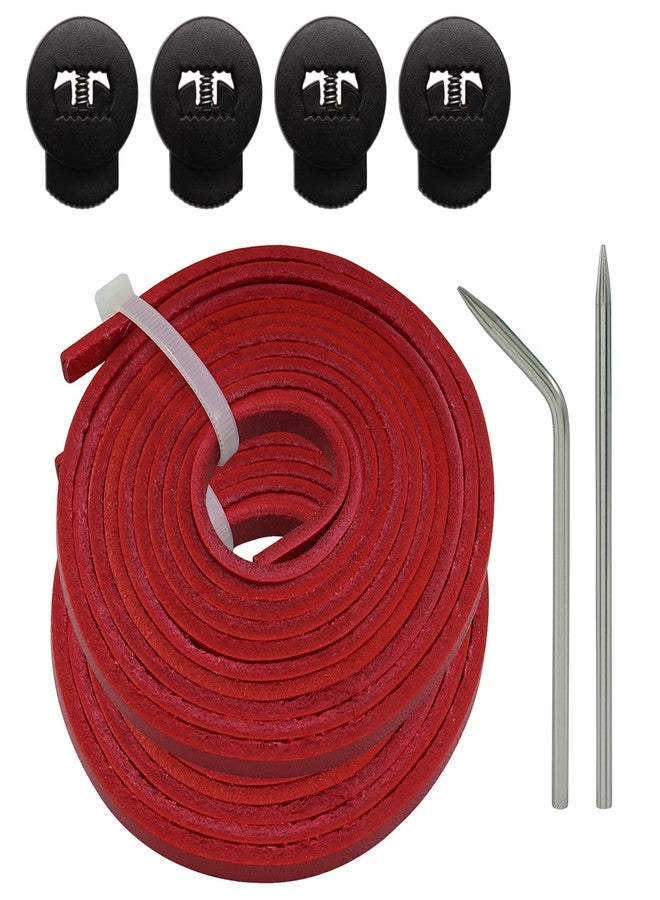 OSVJE Mitt Lace Repair Kit Includes 2 Leather Laces 4 Spring Buckles and Lacing Needle for Catcher's Glove,Red Leather Laces for Quick Baseball Glove Repair,Easy-to-Use for Precise Glove Maintenance - Image 3