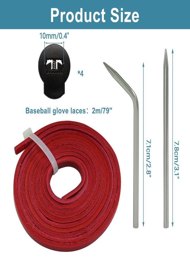 OSVJE Mitt Lace Repair Kit Includes 2 Leather Laces 4 Spring Buckles and Lacing Needle for Catcher's Glove,Red Leather Laces for Quick Baseball Glove Repair,Easy-to-Use for Precise Glove Maintenance - Image 2