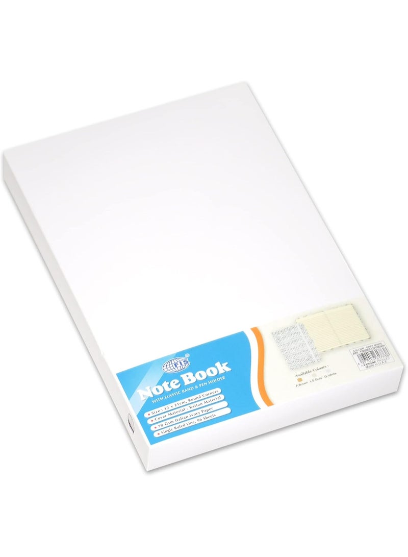 FIS® Executive Notebook, Size 13x21CM, 96 Sheets Single Line Ivory Paper Rattan Grey White -FSNBEX1321RGWH - Image 3