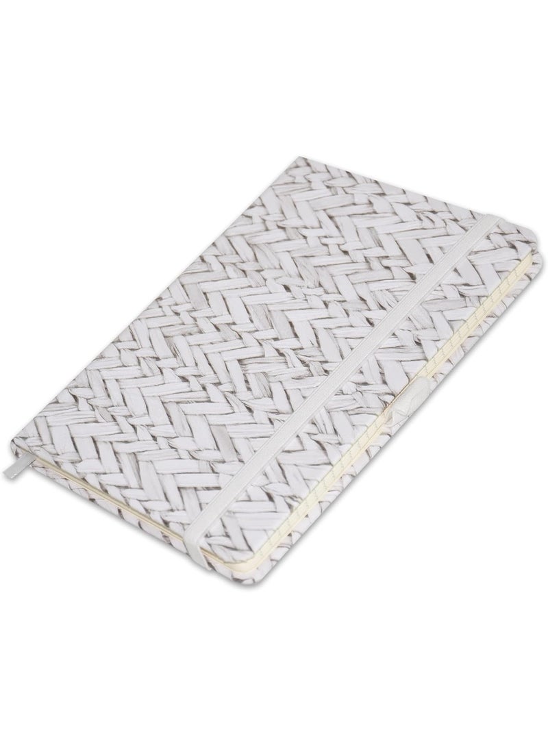 FIS® Executive Notebook, Size 13x21CM, 96 Sheets Single Line Ivory Paper Rattan Grey White -FSNBEX1321RGWH - Image 1