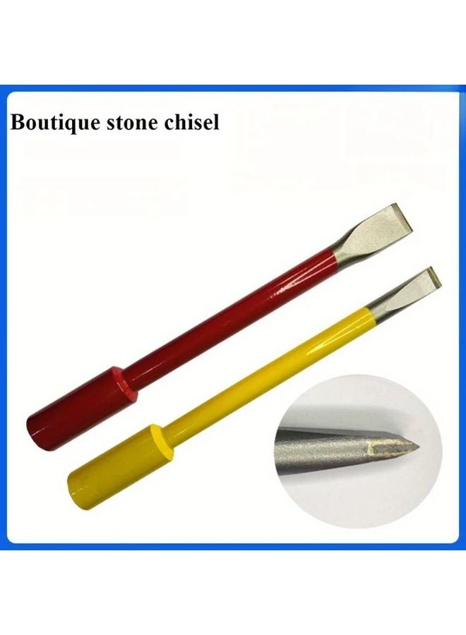 2pcs Chrome Vanadium Steel Hand Carving Chisel Cemented Carbide Masons Flat Head Tool - Image 4