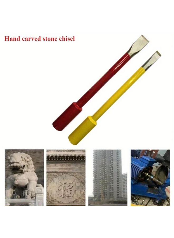 2pcs Chrome Vanadium Steel Hand Carving Chisel Cemented Carbide Masons Flat Head Tool - Image 2